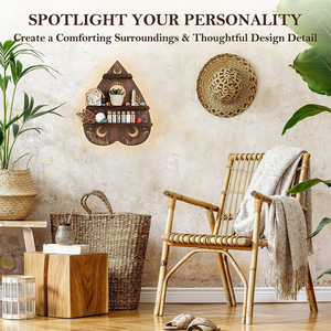 Crystal Storage Wall <strong>Shelf</strong> Display for Stone Vintage Pagan Crystal Holder Art Decor <strong>with</strong> Light Boho Organizer Wooden <strong>Shelf</strong> - Product Image 5