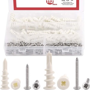 Nylon Drywall Expansion Screws 112Pcs Hammer Drive Anchors With Self Tapping Screws Metric Grade A General Industry Use - Product Image 1