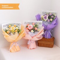 Bouquet de fleurs artificielles en crochet tricoté à la main, mélange de roses, pour la décoration de la maison, pour la Saint-Valentin, les anniversaires, les mariages