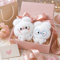 Porte-clés en peluche lapin blanc mini moelleux de 8 cm avec lunettes, pendentif lapin mignon pour sac à dos, logo personnalisé OEM, vente en gros