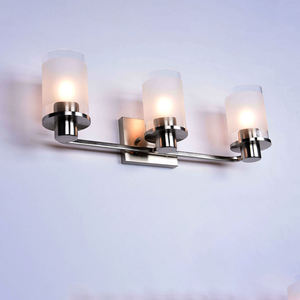 Modern Minimalist 3 <b>Light</b> Bulb LED <b>Chrome</b> Frosted Glass Shade Indoor Bathroom Vanity <b>Wall</b> <b>Light</b> Fixtures - Product Image 5