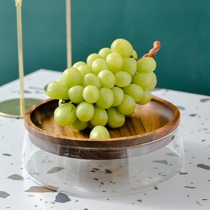 <b>Stackable</b> Solid Wood Lid <b>Storage</b> Glass Bowl Stylish Glass Fruit <b>Container</b> with Wooden Lid for Nut Snack <b>Storage</b> - Product Image 4
