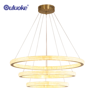 Lampadario Moderno Ristorante Apparecchio di Illuminazione 2 Cerchio Anello <span class=keywords><strong>In</strong></span> <span class=keywords><strong>Alluminio</strong></span> Acrilico HA CONDOTTO LA Luce Del Pendente Lampadario - Product Image 4