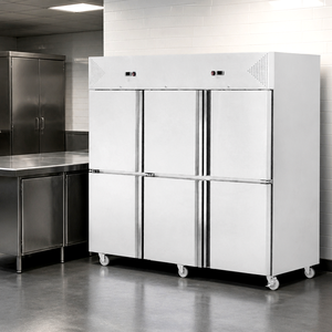 <span class=keywords><strong>Réfrigérateur</strong></span> commercial en acier inoxydable à 6 portes, congélateur vertical, refroidisseur de cuisine industrielle avec roulettes - Product Image 2