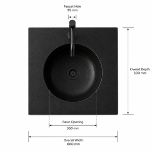 Lavabo de Pedestal de Piedra con Vetas de Mármol Negro, Lavabo de Resina para Encimera de Baño, Villa, Aseo - Product Image 3