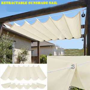 Toldo Telescópico 300D Color Leche, Malla <span class=keywords><strong>de</strong></span> Sombra para Pérgola <span class=keywords><strong>de</strong></span> Verano, Toldo Retráctil para Exteriores con Accesorios <span class=keywords><strong>de</strong></span> Instalación - Product Image 1