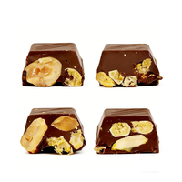 Barre de chocolat sans sucre OEM en gros, au lait et aux noix, avec maïs lyophilisé, noisettes entières, amandes, noix de cajou et pistaches