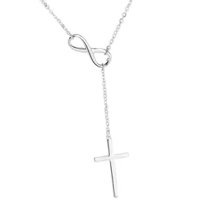 Best Selling Infinity And Cross Necklace Chain Pendant Rhodium Plated Silver S925