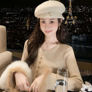 Maglione Coreano 2026 con Patchwork e <span class=keywords><strong>Piume</strong></span>, Maniche Lunghe, <span class=keywords><strong>Maglia</strong></span> Aderente Tinta Unita - Product Image 3