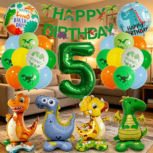 Set de Globos de Látex con Diseño de Dinosaurios de la Selva para Fiestas, Pancarta, Números y Accesorios para Fotos, Decoración de Cumpleaños Infantiles - Product Image 3