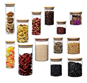 Pot de conservation en verre, forme cylindrique, transparent, design minimaliste, écologique, 301-400 ml, multifonction, couvercle en bois, conservation des aliments - Product Image 5