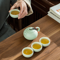Dingyao Ensemble de thé Kung Fu moderne et minimaliste, portable pour l'extérieur et les voyages, avec théière Xishi en céramique, modèle un théière deux tasses, personnalisable pour entreprises