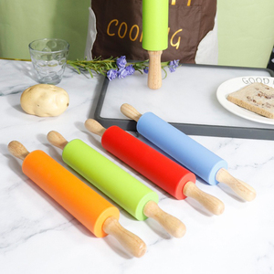 9/13/15.5 Inch Silicone Cán <span class=keywords><strong>Pin</strong></span> Tay Cầm Bằng Gỗ Không Dính Bột Con Lăn Cho Nướng Bánh Pizza Pie Lớp Vỏ Pastry Cookie Pasta Làm - Product Image 2