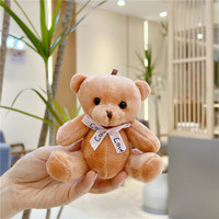 Mignon Kawaii Peluches Animal En Peluche Mini Jouet Arc Ours En Peluche Porte-clés Fourrure Moelleux Peluche Sac Charme Pendentif Poupée Porte-clés
