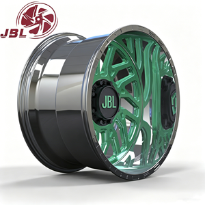 Jante tout-terrain forgée 18-26 pouces, finition vert cristal brossé, face fermée, multi-rayons, lèvre et moyeu noirs, robuste, style rétro, pour 4x4 et SUV - Product Image 2