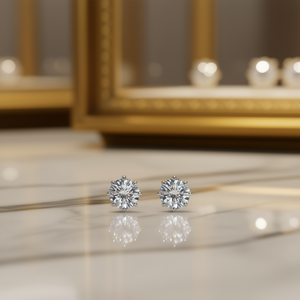 Pendientes de Diamantes de Plata 925 con Baño de Oro Bianca B, Corte Brillante Redondo, Engaste de Seis Garras, Joyería Clásica de Compromiso para Mujer - Product Image 2