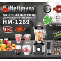 Hoffmans HM-1269 1200W Mixer Dapur Multi-Fungsi 1.8L dengan Wadah PC, Pengolah Makanan Elektrik dengan Penggiling Kering dan Wadah Pencacah Daging