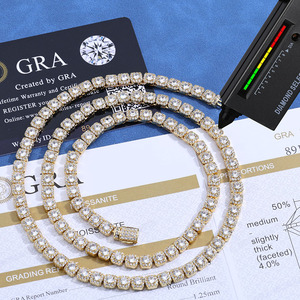 Custom Luxury Hip Hop Moissanite Tennis <b>Chain</b> Necklace 925 Sterling Silver <b>Iced</b> <b>Out</b> VVS Bling Pass Diamond Tester - Product Image 4