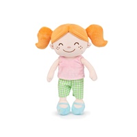 Happy Face Girl Weiche Puppe mit grün karierten Shorts und Zöpfen für die Expression Doll Collections