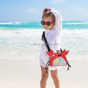 사용자 정의 야외 해변 메쉬 가방 게 모양 어린이 모래 접이식 휴대용 보관 잡화 주최자