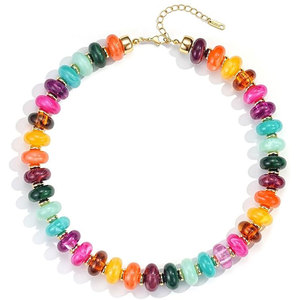 Collar llamativo para mujer, joyería de moda en capas, regalo, collar de cuentas de resina coloridas, estilo bohemio - Product Image 6