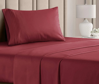 Ensemble de draps en microfibre 4 pièces à poches profondes personnalisées de couleur unie