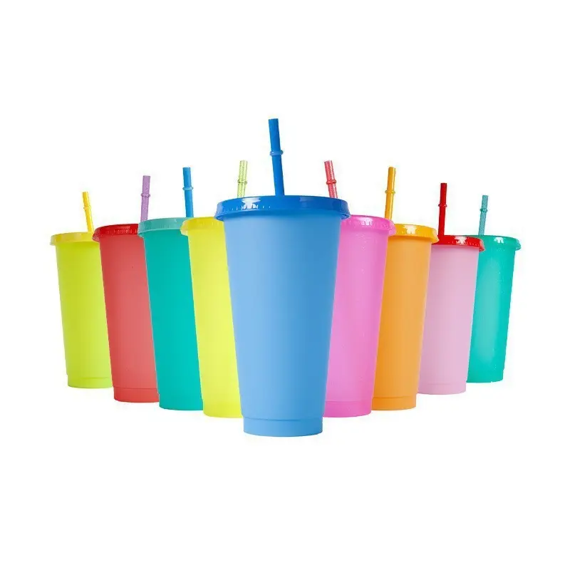 Wholesale Temperature 24oz 16oz wholesale Cold Magic Plastic Color Chang Color changing Tumbler Mug Color Change Cup