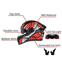 Casques de moto intégraux à LED en promotion, taille unique, pour adultes, accessoires pour motos