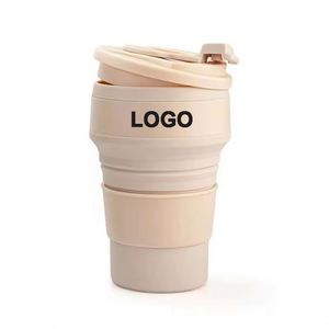 แก้วกาแฟพับได้แบบพกพา 350 มล. พร้อมโลโก้สั่งทำพิเศษ แก้วซิลิโคนแบบยืดหดได้ คุณภาพพรีเมียม - Product Image 1