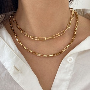 Set di Collane a Catena Paperclip da Donna, Collana a Strati Minimalista per Clavicola, Gioielli alla Moda - Product Image 2