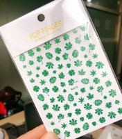 Stiker Kuku 3D Bentuk Daun Holografik Qianya, Stiker Seni Kuku Berkilau, Terbuat dari Plastik, Pemasok Perlengkapan Kuku