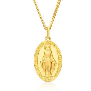 จี้พระแม่มารีทองคำ 18k พร้อมสร้อยคอสำหรับผู้หญิง Xinfly - Product Image 1