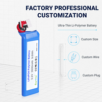 3.2V 3Ah 9.6Wh Baterai Lifepo4 3.2v Side-by-side dengan BMS untuk Lampu Taman Tenaga Surya Lampu Darurat Perangkat IoT Kustom OEM ODM