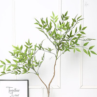 Tiges artificielles en latex, brindilles et feuilles vertes, faites à la main, légères, style naturel, décoration pour la Journée de la Terre, branche en bois laqué