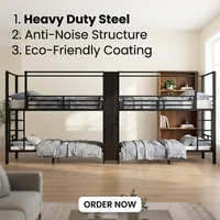 Cama litera cuádruple de metal resistente y moderna para ahorrar espacio, para 4 personas, para uso en hoteles, apartamentos y hospitales
