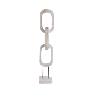 Scultura a catena in teak, opera d'arte in legno con elementi collegati su supporto per decorazioni per la casa - Product Image 4