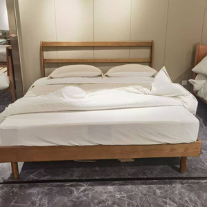 Nordic Modern Minimalist Solid Wood Bed Platform Soft <b>Headboard</b> Double Bedroom Furniture - Product Image 2