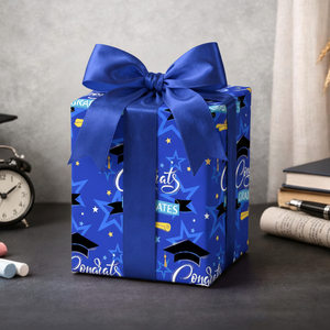Graduation Happy Gift Packaging <b>Paper</b> Blue Bachelor Cap Star <b>Pattern</b> Gift Packaging <b>Paper</b> Original Design Customizable - Product Image 5