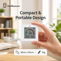 Détecteur de gaz CO2 portable mini ZenMeasure, vente en gros d'usine, capteur de dioxyde de carbone, moniteur de qualité de l'air, température et humidité
