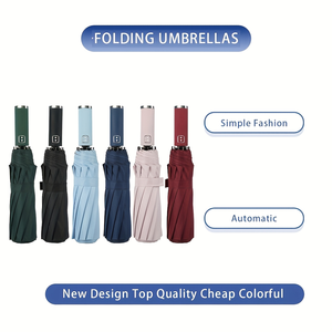 <b>Large</b> 10-Rib Automatic Folding <b>Umbrella</b> Strong Wind Resistant One-Touch Open Close High Quality Fabric for Travel Work School - Product Image 3