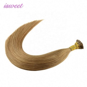 Extensions de cheveux I Tip en kératine italienne brun clair, double trame, cheveux vierges bruts - Product Image 6