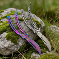 Couteau papillon d'entraînement portable CSGO Balisong, couteau papillon transformable en acier, couteaux pliables pour l'entraînement, jeux de plein air
