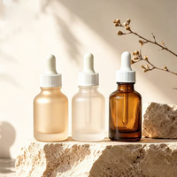 Botol Serum Kaca Kosmetik 30ml Grosir dengan Tutup Pipet, Kemasan Botol Kaca Kosong untuk Minyak Esensial Kosmetik