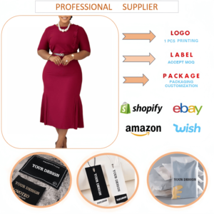 J8665 Abiti Estivi Eleganti da Donna per Ufficio, Vestito Casual con Collo Tondo e Mezza Manica per Lavoro e Tempo Libero - Product Image 3