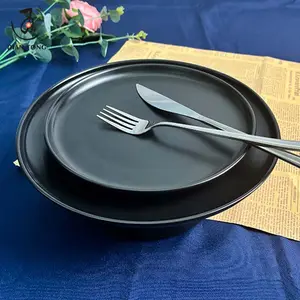 New Tableware Wedding Decor Dinner Porcelain Crockery Matte Black Ceramic Dishes Plates For Restaurant Plates Sets Dinnerware