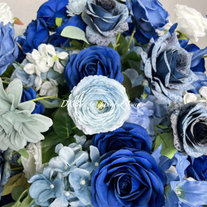 Vendita calda fiore artificiale che bacia la palla di fiori di rosa di 60cm di grandi dimensioni di seta blu palla di fiori per la decorazione di nozze - Product Image 4
