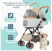 Poussette pour animaux de compagnie réglable, pliable, 4 roues, légère, chariot pour animaux de compagnie, porte-animaux en maille respirante pour petits chiens, chats, lapins