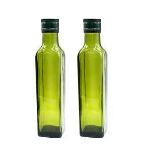 Boş zeytinyağı şişesi kapaklı 250ml 500ml 750ml 1L temizle kare cam şişe zeytinyağı için