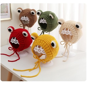 <span class=keywords><strong>Bonnet</strong></span> d'hiver pour bébé avec pompon, motif <span class=keywords><strong>grenouille</strong></span> mignon, en <span class=keywords><strong>crochet</strong></span>, grande taille, tricoté pour filles, <span class=keywords><strong>bonnet</strong></span> de Noël tendance - Product Image 6