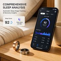 Bague connectée en acier inoxydable, étanche, avec suivi de la fréquence cardiaque, de l'oxygène sanguin, du sommeil et de l'activité, contrôle par application